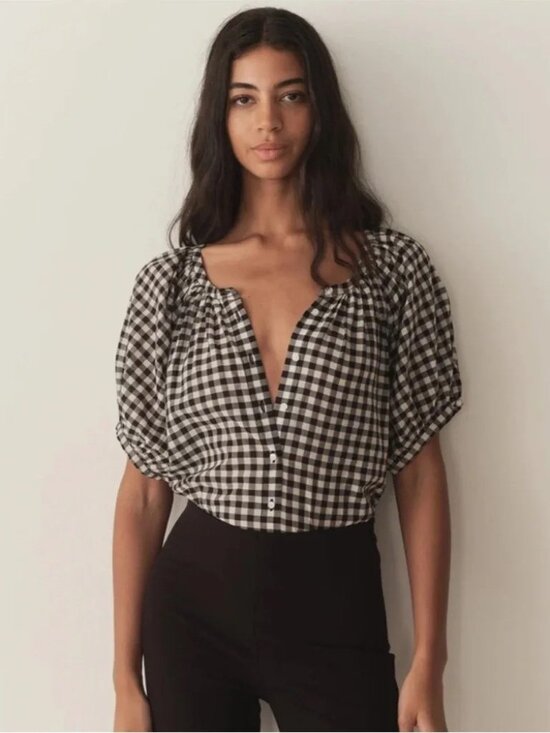Doen Tops - Doen June Top in Noir Greta Gingham size L NWT